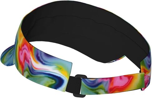 Tie Dye Print Sports Sun Visor Hats Adjustable Running Golf Tennis Sun Cap for Women Men Black in Saudi Arabia