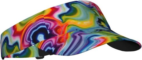 Tie Dye Print Sports Sun Visor Hats Adjustable Running Golf Tennis Sun Cap for Women Men Black in Saudi Arabia