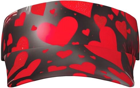 Red Hearts Firework Print Sports Sun Visor Hats Adjustable Running Golf Tennis Sun Cap for Women Men Black in Saudi Arabia