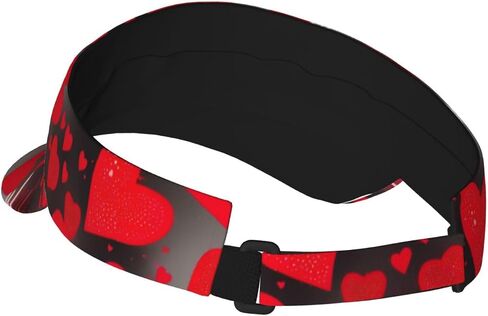 Red Hearts Firework Print Sports Sun Visor Hats Adjustable Running Golf Tennis Sun Cap for Women Men Black in Saudi Arabia