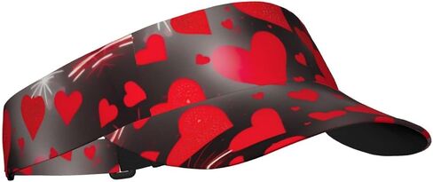 Red Hearts Firework Print Sports Sun Visor Hats Adjustable Running Golf Tennis Sun Cap for Women Men Black in Saudi Arabia