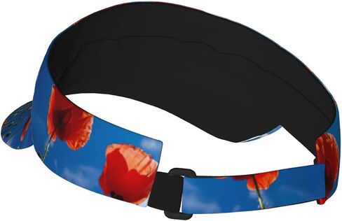 Poppies on Blue Sky Print Sports Sun Visor Hats Adjustable Running Golf Tennis Sun Cap for Women Men in Saudi Arabia