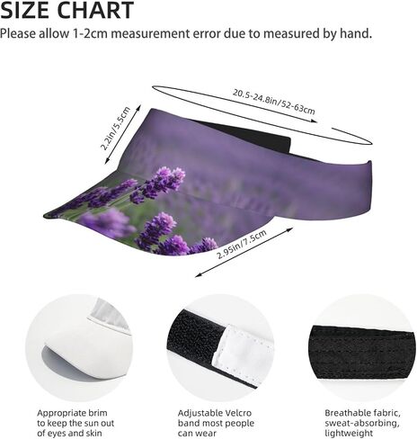 Purple Lavender Colored Flowers Print Sports Sun Visor Hats Adjustable Running Golf Tennis Sun Cap for Women Men in Saudi Arabia