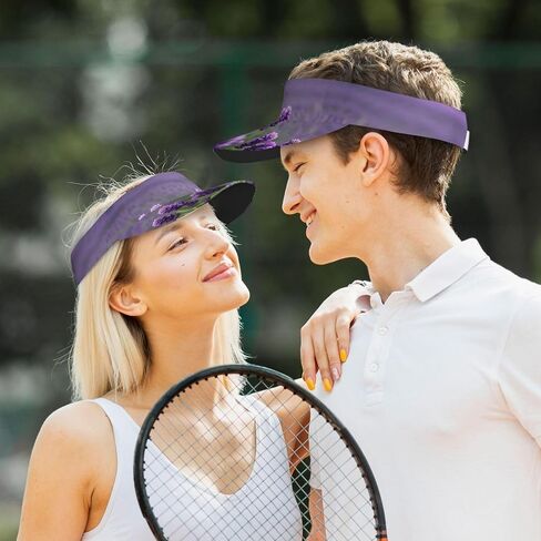 Purple Lavender Colored Flowers Print Sports Sun Visor Hats Adjustable Running Golf Tennis Sun Cap for Women Men in Saudi Arabia