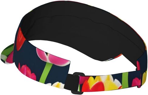 Colorful Tulips Pattern Print Sports Sun Visor Hats Adjustable Running Golf Tennis Sun Cap for Women Men in Saudi Arabia