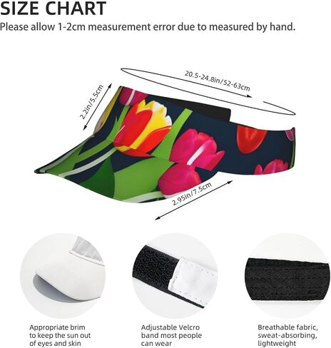 Colorful Tulips Pattern Print Sports Sun Visor Hats Adjustable Running Golf Tennis Sun Cap for Women Men in Saudi Arabia