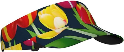 Colorful Tulips Pattern Print Sports Sun Visor Hats Adjustable Running Golf Tennis Sun Cap for Women Men in Saudi Arabia