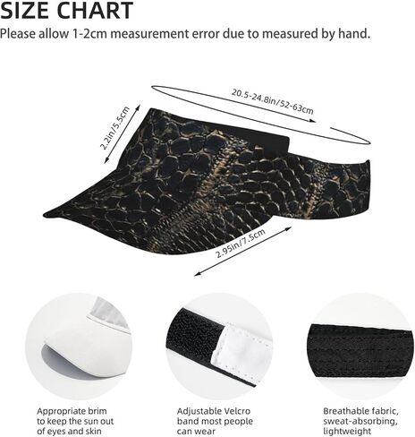Snake Skin Print Sports Sun Visor Hats Adjustable Running Golf Tennis Sun Cap for Women Men Black in Saudi Arabia