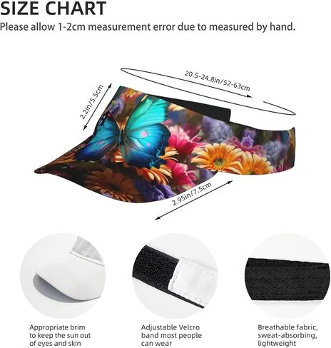 Vivid Colorful Garden Print Sports Sun Visor Hats Adjustable Running Golf Tennis Sun Cap for Women Men in Saudi Arabia