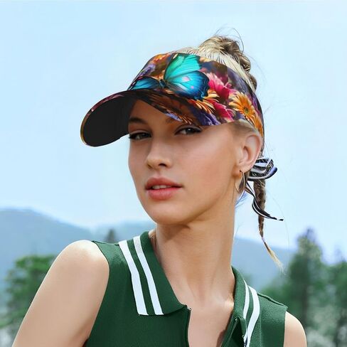 Vivid Colorful Garden Print Sports Sun Visor Hats Adjustable Running Golf Tennis Sun Cap for Women Men in Saudi Arabia