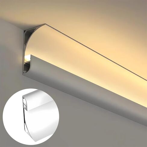JARBIH 5PACK 1 متر Led ألومنيوم جانبي ضوء خطي، حامل قناة LED لإضاءة ديكور الزاوية والسقف والأرضية (أبيض) in Kuwait