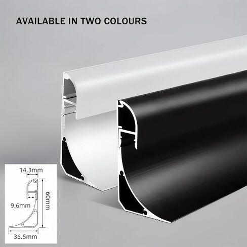 JARBIH 5PACK 1 متر Led ألومنيوم جانبي ضوء خطي، حامل قناة LED لإضاءة ديكور الزاوية والسقف والأرضية (أبيض) in Kuwait