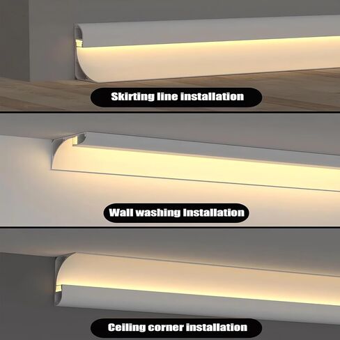 JARBIH 5PACK 1 متر Led ألومنيوم جانبي ضوء خطي، حامل قناة LED لإضاءة ديكور الزاوية والسقف والأرضية (أبيض) in Kuwait