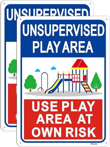Unsupervised Play Area, Use Play Area at Own Risk Signs, 14" x 10" Unsupervised Play Area Signs, Rust-Free Aluminum, Weatherproof, Easy to Install, 2 Pack in Saudi Arabia