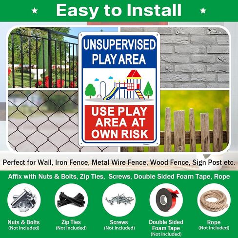 Unsupervised Play Area, Use Play Area at Own Risk Signs, 14" x 10" Unsupervised Play Area Signs, Rust-Free Aluminum, Weatherproof, Easy to Install, 2 Pack in Saudi Arabia