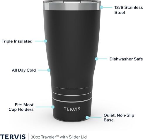 Tervis Traveler NHL - كوب سفر MVP ثلاثي معزول يحافظ على المشروبات باردة وساخنة، 30 أونصة، من الفولاذ المقاوم للصدأ in Kuwait