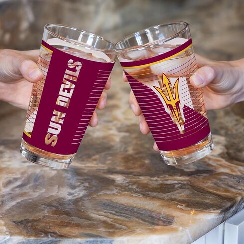 Rico Industries NCAA Arizona State Sun Devils - أكواب نصف لتر قياسية من ASU سعة 16 أونصة مع شعار مطبوع رقميًا، كوب شرب كلاسيكي - رائع للاستخدام اليومي in Kuwait