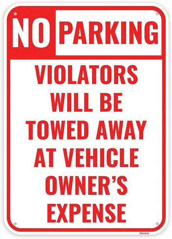 1PC No Parking Sign Will Be Towed, 14 x 10 Inches - Aluminum - No Unauthorized Parking Tow Away Zone Sign in Kuwait