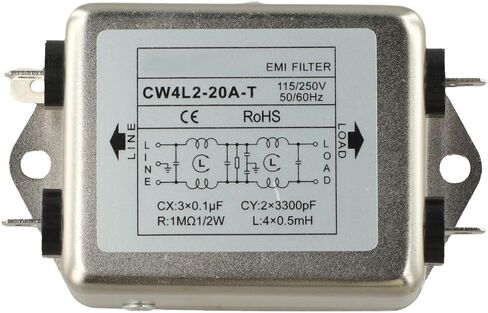 فلتر طاقة أحادي الطور، كاتم الضوضاء، خيارات 3A/6A/10A/20A، الجهد المقدر 115-250VAC، خط التردد 50-60 هرتز، المعدات الكهربائية الصناعية (CW4L2-20A-T) in Kuwait