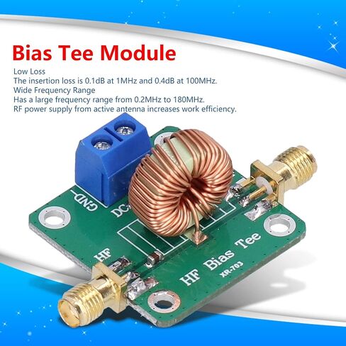Bias Tee Module RF Microwave DC Blocker Filter Board لمكبرات الصوت ذات النطاق العريض - نطاق التردد من 0.2 إلى 180 ميجا هرتز - مكون إلكتروني مع حلقة مغناطيسية لإمداد طاقة التردد اللاسلكي in Kuwait