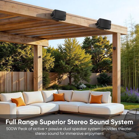 Inwa Outdoor Bluetooth Speakers, Active Passive Wall Mount Speaker, Waterproof Wireless Indoor/Outdoor Stereo Sound Set W/Aux in, Sound System for Patio/Porch/Gazebo/Garage(Pair, MZ-660) in Saudi Arabia
