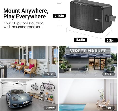 Inwa Outdoor Bluetooth Speakers, Active Passive Wall Mount Speaker, Waterproof Wireless Indoor/Outdoor Stereo Sound Set W/Aux in, Sound System for Patio/Porch/Gazebo/Garage(Pair, MZ-660) in Saudi Arabia