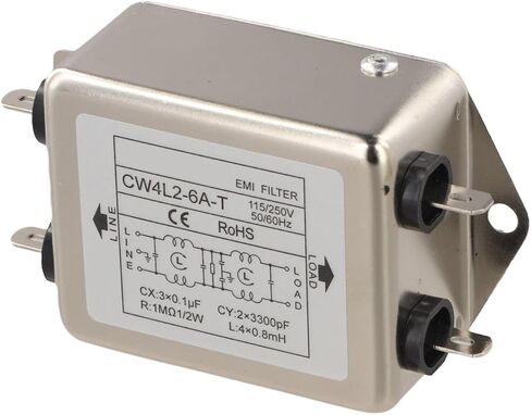 FABULETTA Double-Section Single-Phase Power Filter 115/250VAC 50/60Hz Featuring 80dB Stop Attenuation for Electrical Systems CW4L2-6A-T(CW4L2-6A-T) in Kuwait