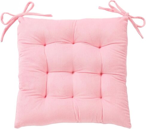 HLOVME Corduroy Chair Cushion with Ties Ultra Soft Warm Floor Cushion for Kids Reading Nook Comfortable Square Seat Cushion for Adult 15.7"x15.7", Pink in Kuwait