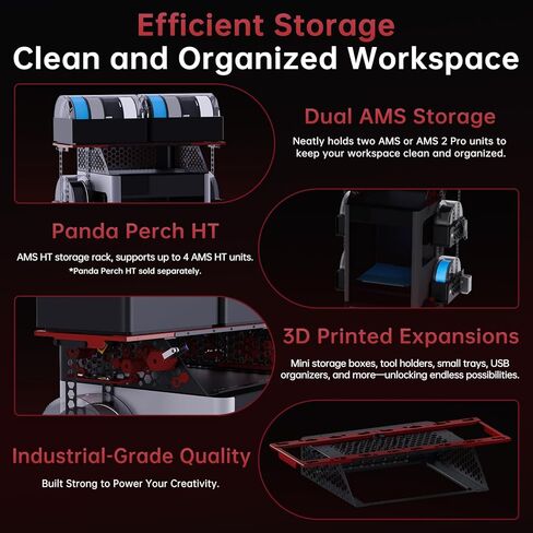 BIQU Panda Den H2+Panda Perch H2+Panda Perch HT for Bambu-Lab H2D/H2S/H2C 3D Printers, Filament Waste Collection & AMS Storage to Save Space for Makers, 3D Printing Farms in Saudi Arabia