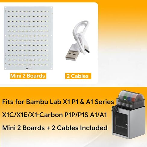 عبوتان من مجموعة لوحة الإضاءة الخلفية LED CMYK المطورة مع 120 مصباح LED من الليثوفان PCB طقم استبدال الضوء مع كابل USB متوافق مع طابعات Bambu Lab A1/A1 mini/P1S/X1C ثلاثية الأبعاد in Kuwait