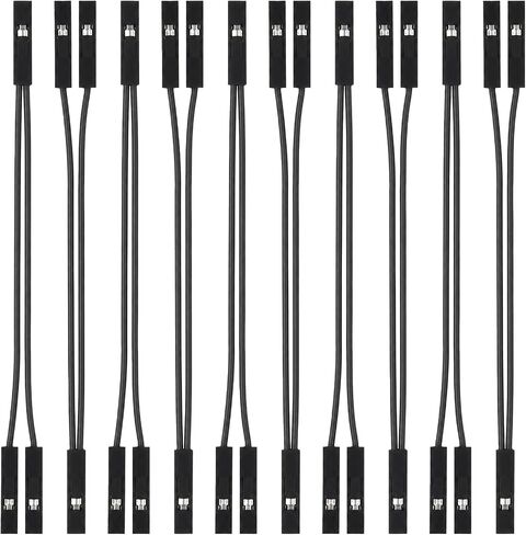 10 Pack Female to Female Jumper Wires 2 Pin Connector | Pc Power Switch Splitter, Wire 2 Pins Single Female to Dual Female Jumper, for 3D Printe Power Light-Emitting Diode(Black) in Saudi Arabia