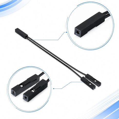 10 Pack Female to Female Jumper Wires 2 Pin Connector | Pc Power Switch Splitter, Wire 2 Pins Single Female to Dual Female Jumper, for 3D Printe Power Light-Emitting Diode(Black) in Saudi Arabia