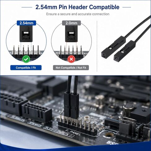 10 Pack Female to Female Jumper Wires 2 Pin Connector | Pc Power Switch Splitter, Wire 2 Pins Single Female to Dual Female Jumper, for 3D Printe Power Light-Emitting Diode(Black) in Saudi Arabia
