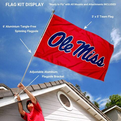 مجموعة Ole Miss Red Flag مع عمود ودعامة كاملة in Kuwait