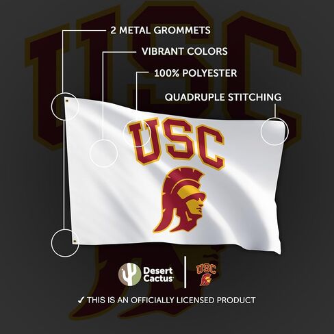 علم صبار الصحراء USC - لافتة أحصنة طروادة بجامعة جنوب كاليفورنيا مقاس 3 × 5 أقدام، عرض قماشي متين للاستخدام الداخلي والخارجي (النمط H) in Kuwait