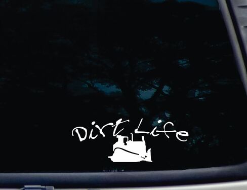 صورة Dirt Life w Bulldozer - ملصق فينيل مقطوع بالقالب مقاس 8 × 3 بوصة للنوافذ، والسيارات، وJDM، والشاحنات، والمصدات، وصناديق الأدوات، والقوارب، وأجهزة الكمبيوتر المحمولة - تقريبًا أي سطح صلب وأملس. صنع في الولايات المتحدة الأمريكية in Kuwait