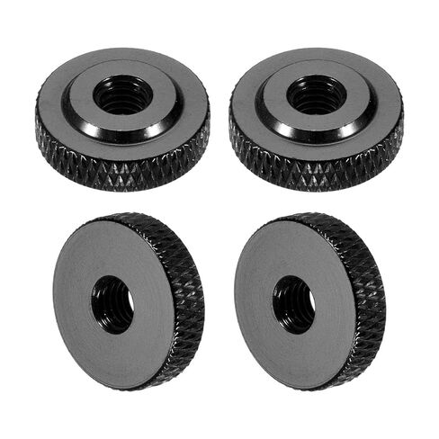 MECCANIXITY 4 Pcs Knurled Thumb Nuts, M6 x 20 mm x 6 mm Female Shoulder Aluminum Flat Through Hole Lock Adjusting Nuts Handle Knob Fasteners for 3D Printer Parts, Machine, DIY, Black in Kuwait
