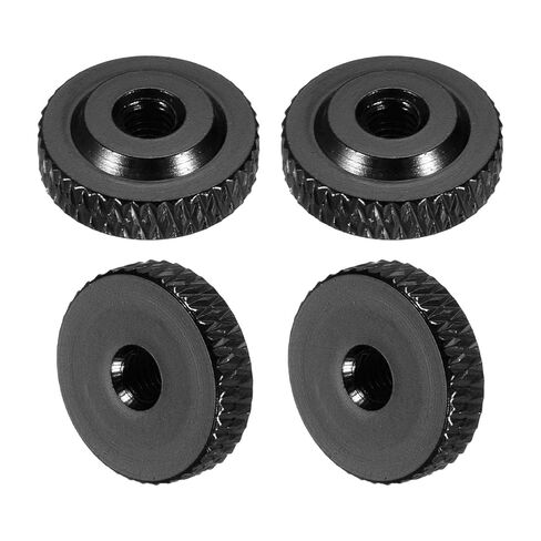 MECCANIXITY 4 Pcs Knurled Thumb Nuts, M6 x 20 mm x 6 mm Female Shoulder Aluminum Flat Through Hole Lock Adjusting Nuts Handle Knob Fasteners for 3D Printer Parts, Machine, DIY, Black in Kuwait