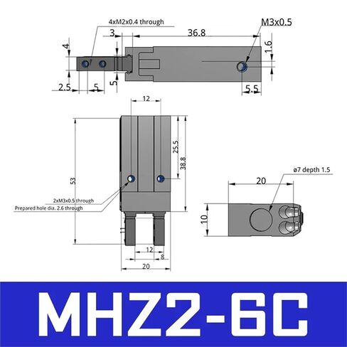 1 قطعة واحدة تعمل عادة مغلقة الهواء هوائي متوازي القابض هوائي المشبك MHZ2-6C MHZ2-10C 16C 20C 25C 32C MHZ2-40C(MHZ2-6C) in Kuwait