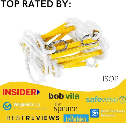 سلم طوارئ ISOP مكون من 4 طوابق بطول 32 قدمًا - سلالم أمان من الحرائق مع خطافات وحزام أمان - سلم هروب في حالات الطوارئ من الطابق الرابع - قابل لإعادة الاستخدام ومقاوم للطقس ومحمول in Kuwait