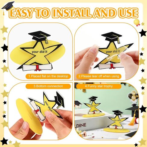Chumia 2 Pcs Your Did It Trophy Gifts Funny Star Graduation Trophy Star Meme Graduation Gag Gift with Humorous Inscription Quirky Desk Decor Encouragement Gag Presents in Kuwait
