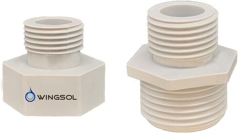 WINGSOL 3/4"-1/2" تركيب أنابيب ضغط المحول، 3/4" ذكر إلى 1/2" ذكر، 3/4" أنثى إلى 1/2" ذكر، محول مخفض خالٍ من مادة BPA مع حشية، قطعتان in Kuwait