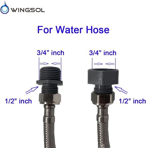 WINGSOL 3/4"-1/2" تركيب أنابيب ضغط المحول، 3/4" ذكر إلى 1/2" ذكر، 3/4" أنثى إلى 1/2" ذكر، محول مخفض خالٍ من مادة BPA مع حشية، قطعتان in Kuwait