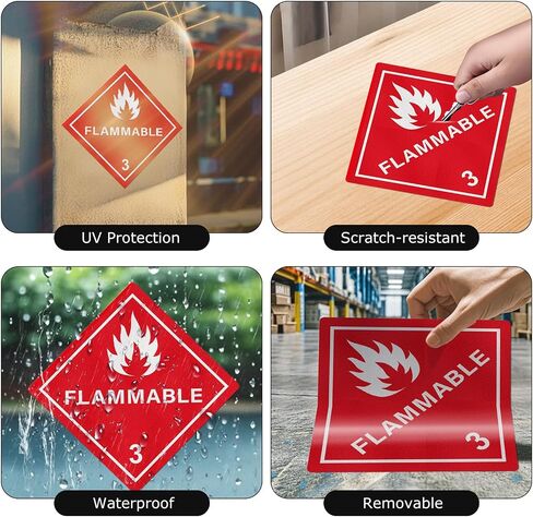 10 Pack Hazard Class 3 Flammable Liquids Placard 10.75" × 10.75" | DOT Hazmat Compliant, Vinyl, Self Adhesive, Strong Adhesion, Safety Stickers for Shipping Handling Storage Transportation in Kuwait