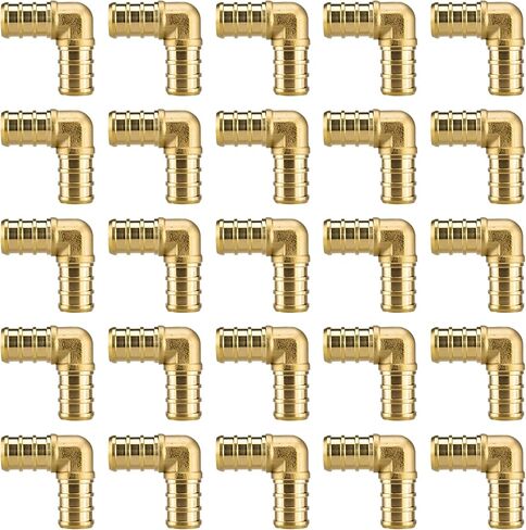25 حزمة 1/2 "تركيبات PEX، 1/2" Pex 90 درجة الكوع، تجهيزات تجعيد نحاسية شديدة التحمل لأنابيب PEX مع تركيب نحاسي مقاوم للتسرب لأنابيب أنابيب PEX، أنابيب PEX Piple in Kuwait