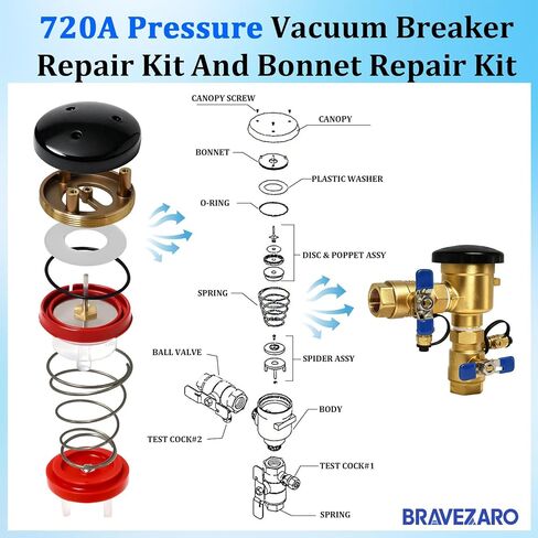 2026 New 720A Pressure Vacuum Repair Kit，Replacement for 1-720A, 34-720A | Compatible with zurn wilkins 3/4" and 1" 720A, Pressure Vacuum Assembly Repair Kit in Kuwait