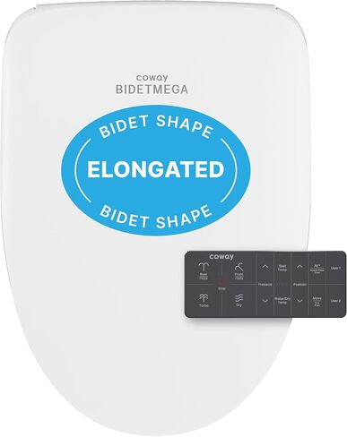 مقعد مرحاض بيديت إلكتروني من COWAY Bidetmega 200N *مطول* مع تسخين فوري للمياه، مقعد ساخن ومجفف، غطاء ناعم مغلق، فوهة من الفولاذ المقاوم للصدأ، ضوء ليلي، تنظيف ذاتي، جهاز تحكم عن بعد in Kuwait