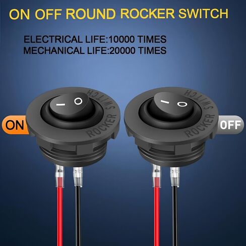 5-Pack Round Rocker Switches with Wiring Harness, SPST ON-Off Switch Holder 20mm 12V 2 Pin Pre-Wired Rocker Switch Shell for Switch Panel, Car Automotive RV Trucks Boats Marine in Kuwait