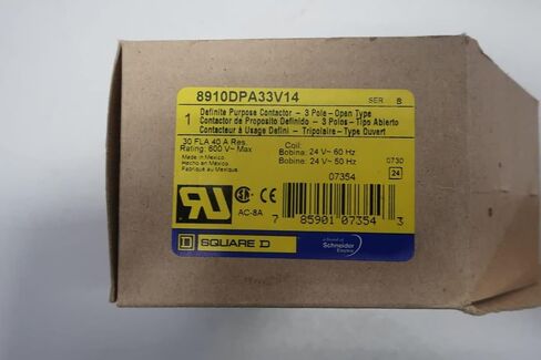 شنايدر اليكتريك 8910DPA33V14 كونتاكتور، 30 أمبير، لوحة، 600 فولت تيار متردد، 3PST-NO، 3 قطب، 15 حصان in Kuwait