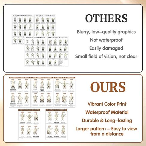5pcs Printable Sitting Chair Tai Chi Yoga for Seniors， Workout Chart Poster Chair Yoga for Seniors Over 60 Workout Guide Printable Routine for Home Fitness Mobility & Balance Training in Kuwait